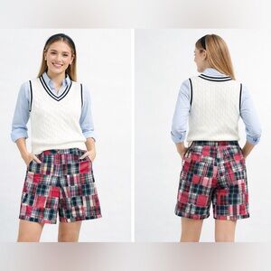 Cape‎ Madras Blue and Red Cotton Plaid Bermuda Shorts Sz. 4